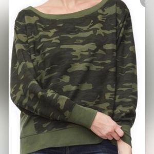 Off the shoulder camo sweater
